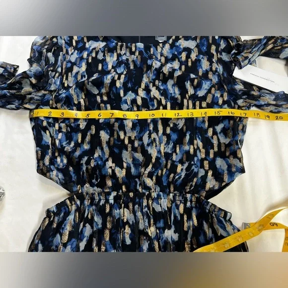 FRENCH CONNECTION Navy blue and gold waist cutout mini dress size 8. - Picture 14 of 16